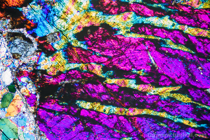 thin section of quartz and k-feldspar