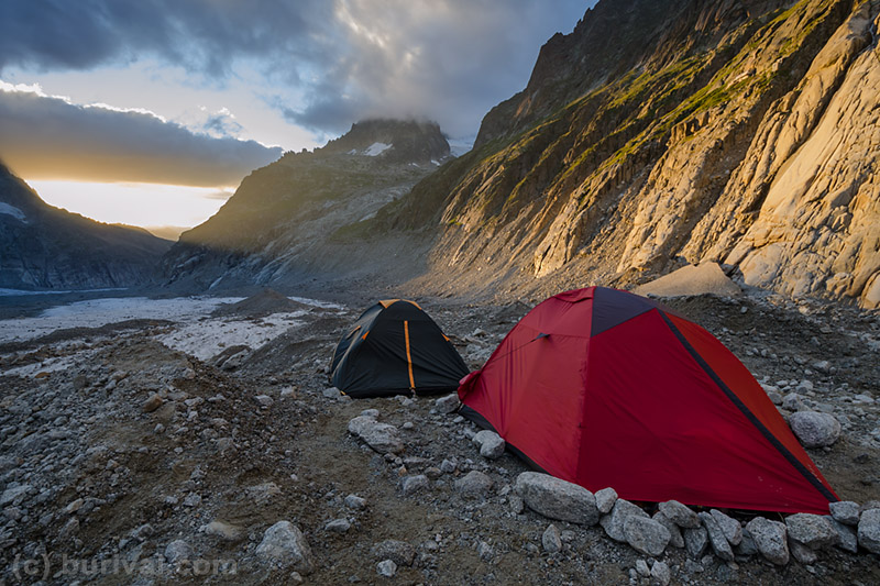 sunset in the alpine camp